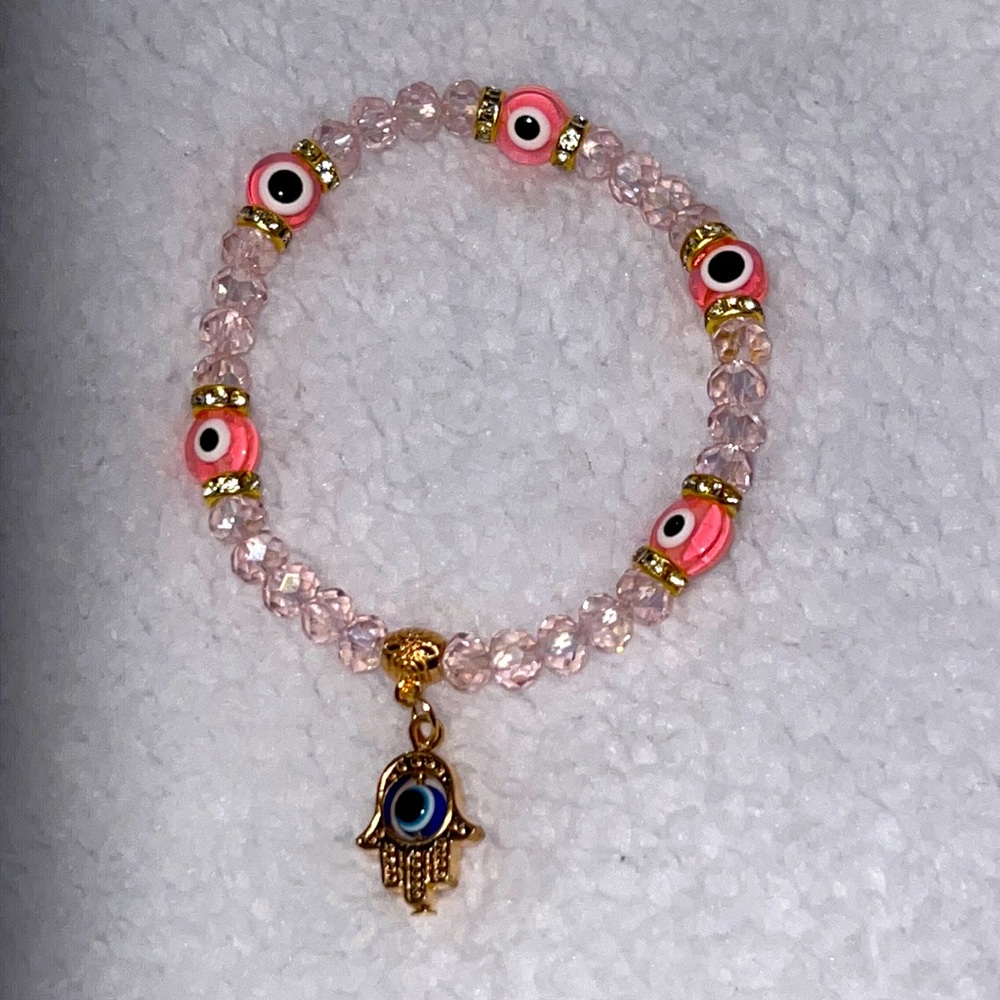 Stretchy 🧿 evil eye protection bracelet with hamsa charm